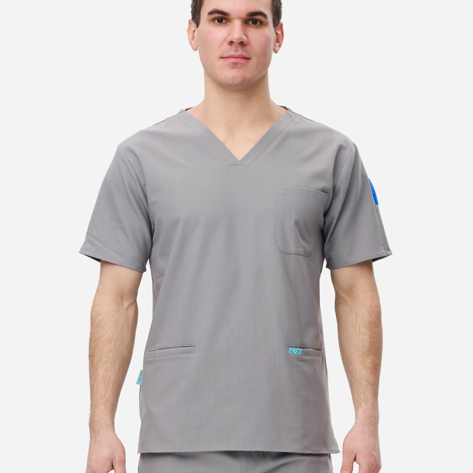 Mens 3-Pocket Scrub Top