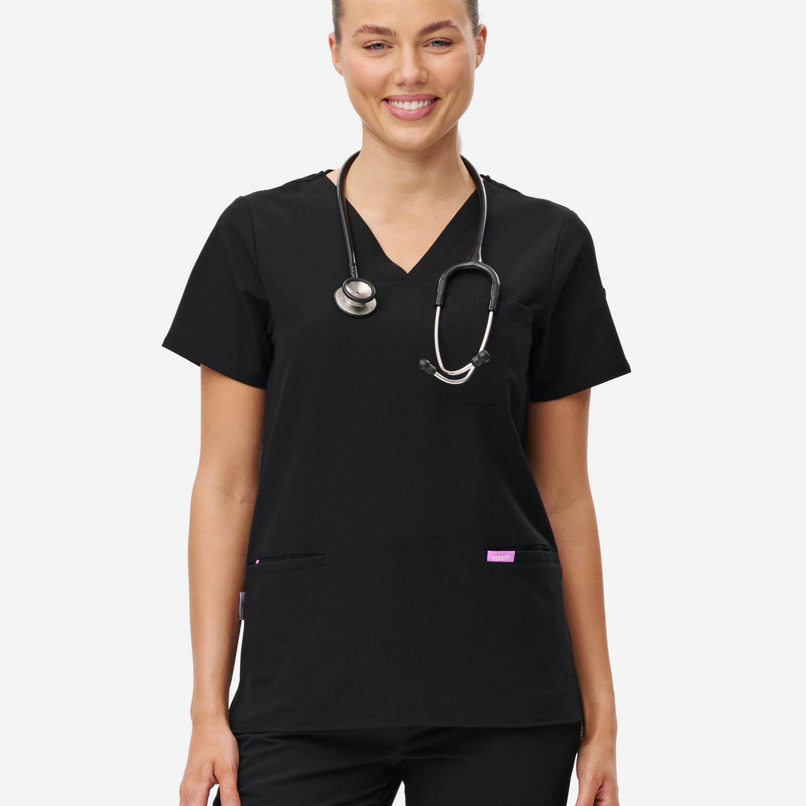 Womens 3-Pocket Scrub Top